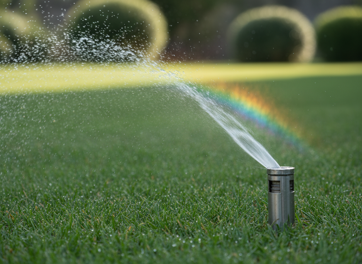 Efficient sprinkler system watering lawn
